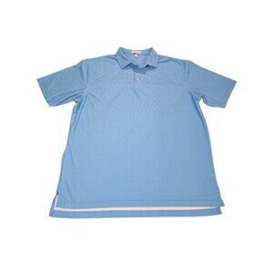 Peter Millar Summer Comfort Polo Shirt Mens XL Light Blue Geometric Mesh Golf